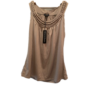 🆕 NWT DKR & Co Size large tank top with braided accent detail neutral tone L@@K